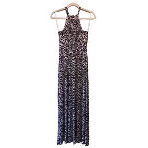 Banana Republic Dress Women S Jersey Stretch Halter Maxi Print Black White